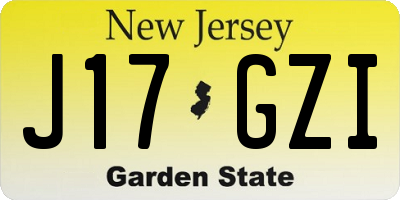 NJ license plate J17GZI