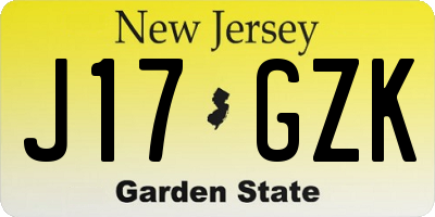 NJ license plate J17GZK