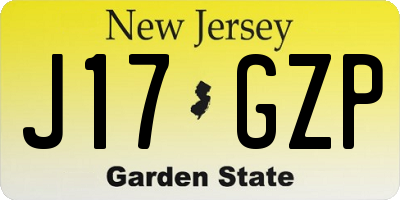 NJ license plate J17GZP