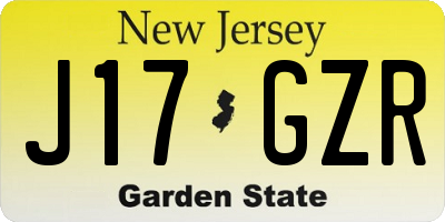 NJ license plate J17GZR
