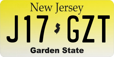 NJ license plate J17GZT