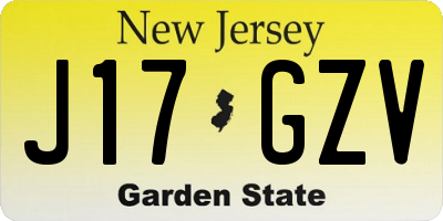 NJ license plate J17GZV