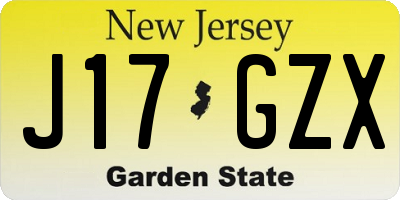 NJ license plate J17GZX