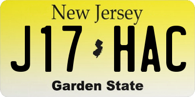 NJ license plate J17HAC