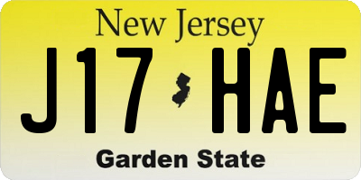NJ license plate J17HAE
