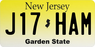 NJ license plate J17HAM