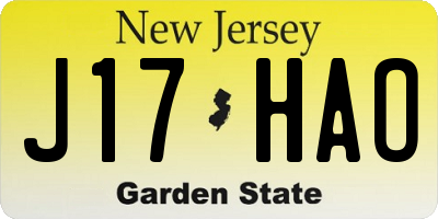 NJ license plate J17HAO