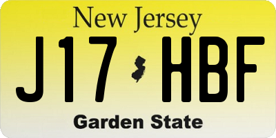 NJ license plate J17HBF