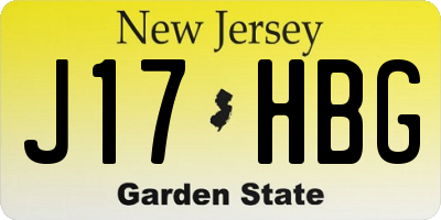 NJ license plate J17HBG