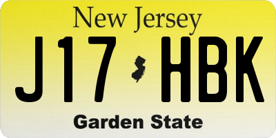 NJ license plate J17HBK