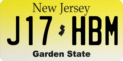 NJ license plate J17HBM
