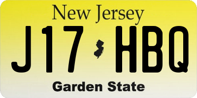 NJ license plate J17HBQ