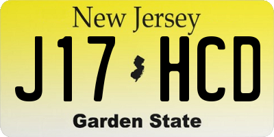 NJ license plate J17HCD