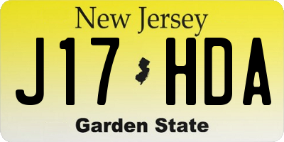 NJ license plate J17HDA