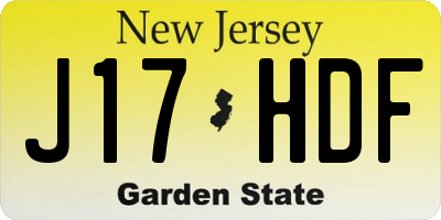 NJ license plate J17HDF