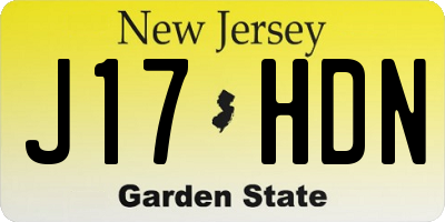 NJ license plate J17HDN