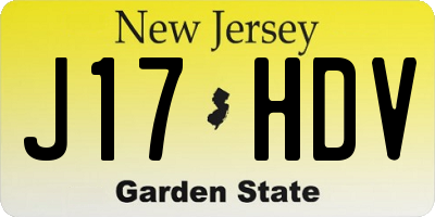 NJ license plate J17HDV