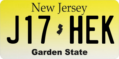 NJ license plate J17HEK