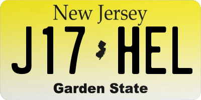 NJ license plate J17HEL