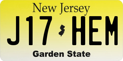 NJ license plate J17HEM