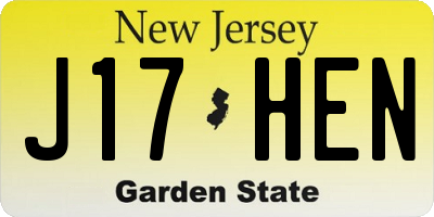 NJ license plate J17HEN