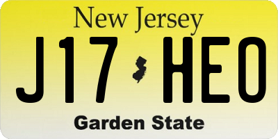 NJ license plate J17HEO
