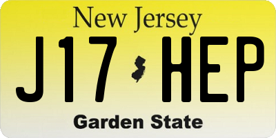 NJ license plate J17HEP