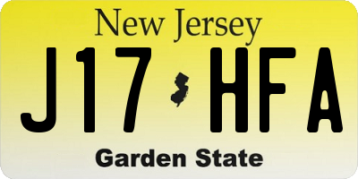 NJ license plate J17HFA