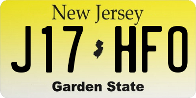NJ license plate J17HFO