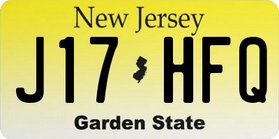 NJ license plate J17HFQ