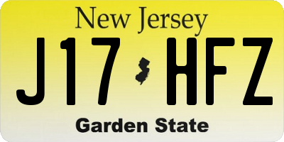 NJ license plate J17HFZ