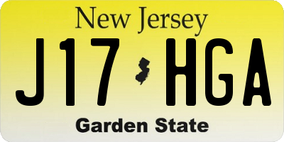 NJ license plate J17HGA
