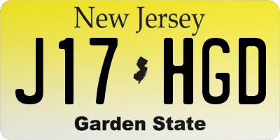 NJ license plate J17HGD