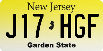 NJ license plate J17HGF