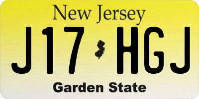 NJ license plate J17HGJ