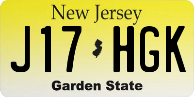 NJ license plate J17HGK
