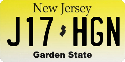 NJ license plate J17HGN