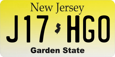 NJ license plate J17HGO