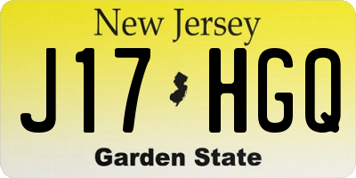 NJ license plate J17HGQ