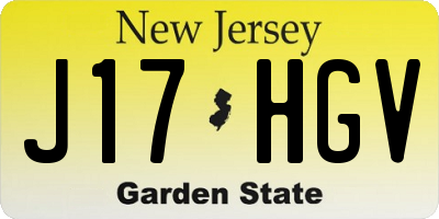 NJ license plate J17HGV