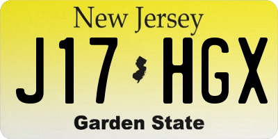 NJ license plate J17HGX