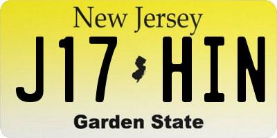 NJ license plate J17HIN