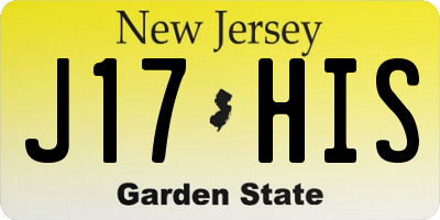 NJ license plate J17HIS