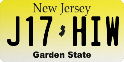 NJ license plate J17HIW
