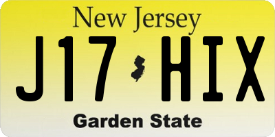 NJ license plate J17HIX