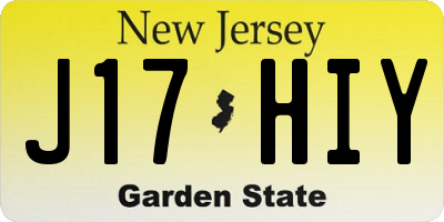 NJ license plate J17HIY