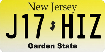 NJ license plate J17HIZ