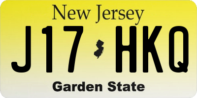 NJ license plate J17HKQ