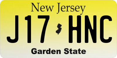 NJ license plate J17HNC