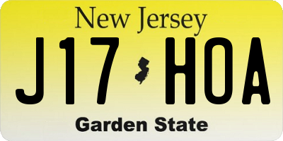 NJ license plate J17HOA